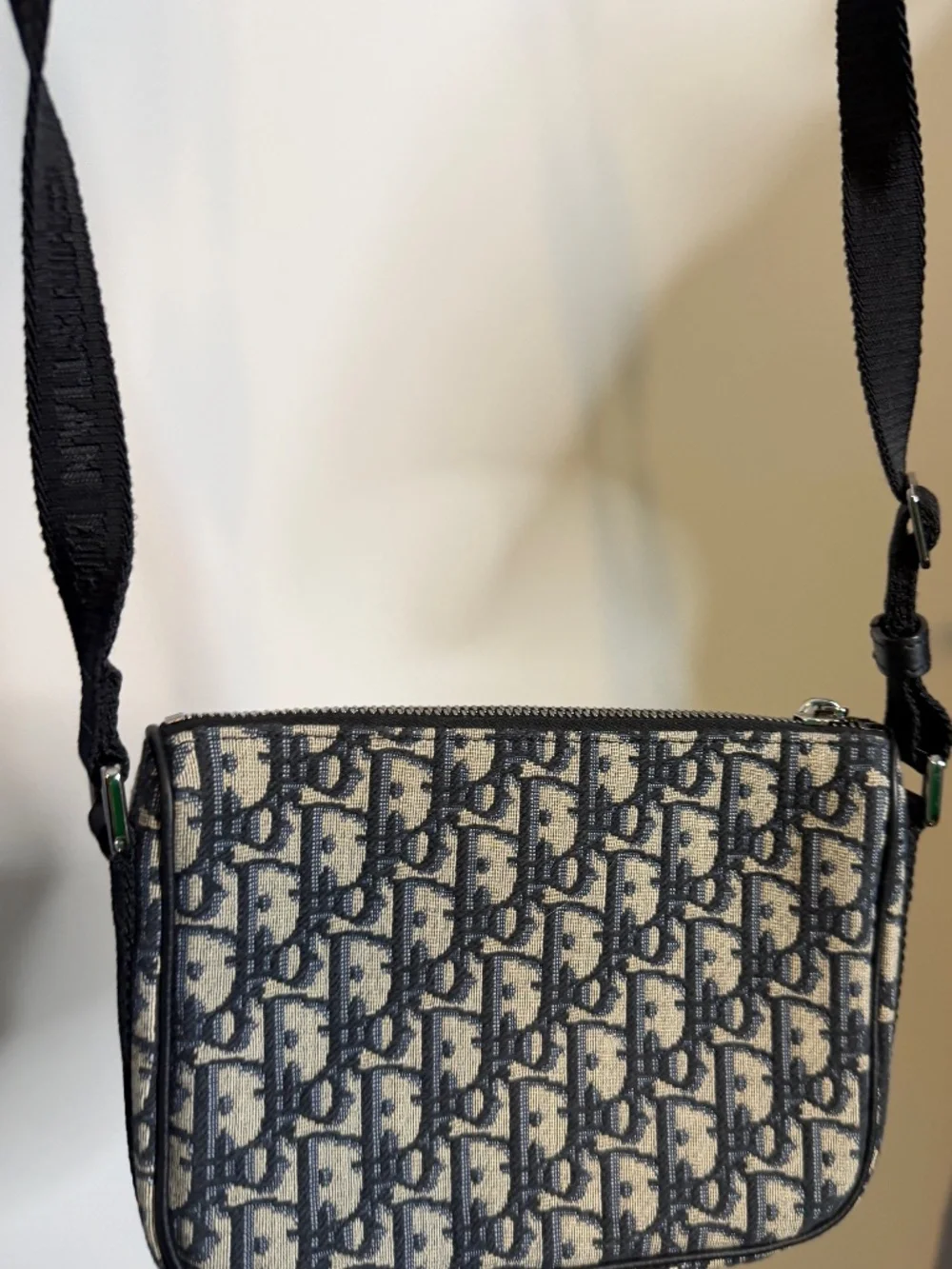 Dior Oblique Messenger Pouch / Crossbody Bag (Beige/Black)